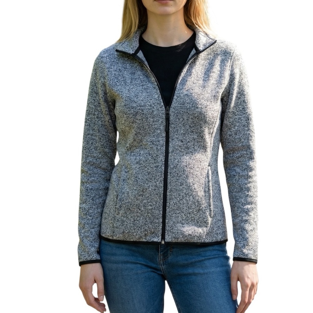 Bearpaw Small Black White Fleece Zip Up Casual Lightweight Jacket